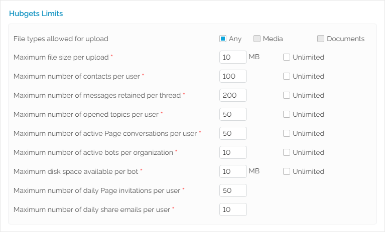 Hubgets_Limits.png screenshot