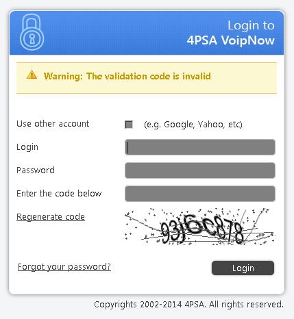 Troubleshooting Invalid Validation Code Warning While Logging In To Voipnow 4psa Wiki